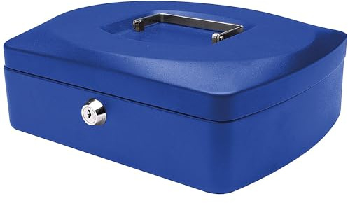Cash Box Q-CONNECT Large 255x85x200mm Blue/Office Equipment/Type-Large/Shape-Rounded/Material-Metal/Colour-Blue/Dimensions (mm)-255x85x200