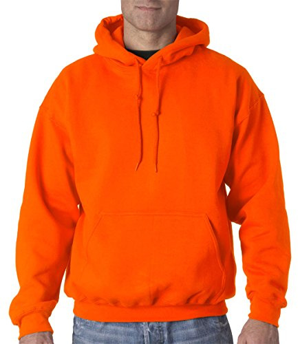 Gildan Heavyweight DryBlend Adult Unisex Hooded Sweatshirt Top / Hoodie (13 Colours) (2XL) (Safety Orange)