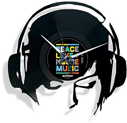 DISC'O'Clock Shallplattenuhr Djane@Work - Lautlos Wanduhr, einfach aufzuhängen. 100% Made in Italy Handwerkliches Produkt
