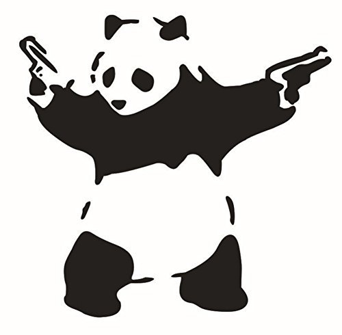 Banksy 2 Gun Panda Wall Art, Sticker, Decal - 4 Sizes (Large)
