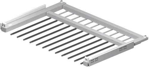 HETTICH 9132916 Silber Amari 200 Hosenhalter (Hosenträger), ausziehbare Halterung für 8 Hosen, Korpusbreite 500-600mm, Stahl