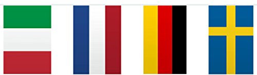 NET TOYS Guirlande Europe - 10 m | Feston avec des Drapeaux de Pays | chaîne de Banderole Europe | Déco Europe