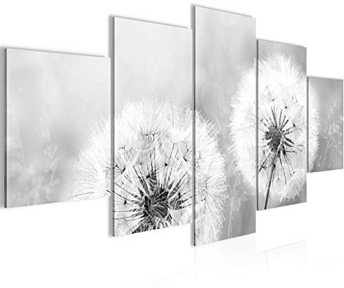 Runa Art Bild Wohnzimmer Schlafzimmer Pusteblume 5 Teilig Natur Schwarz Weiss Wandbilder auf Vlies Leinwand 207153c