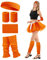 80er Jahre Retro Laufen Jogging Sport Stirnband Wristbands Beinstulpen Ellenbogenschutz Set für Frauen Mädchen - Orange - Einheitsgröße