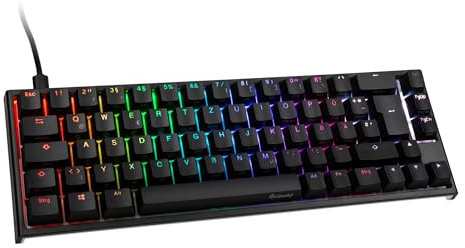 Ducky ONE 2 SF Gaming Tastatur Deutsches Layout, Mechanische Tastatur RGB mit Cherry MX Black Switches, 65% Keyboard PC, Tastatur Kabelgebunden Beleuchtet, Double Shot PBT Keycaps (Schwarz)