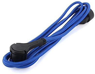 Rallonge textile bleue - avec fiche plate noire - 3m (SCH)