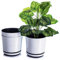 KORAD Set of 3 White Plant Pots with Stripes 26 cm Decorative Planters in Size 26 cm for Flowers, Herbs, Plant Compositions OSL 26/171 x3