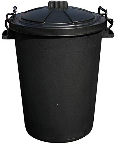 M1SS Black Heavy Duty Plastic Clip Lock Lid Bin Indoor or Outdoor Rubbish, Dustbin, Trash, Waste or Storage of Animal Feed. (50 Litre)