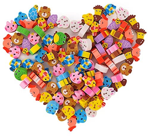 Molain Mini-Bleistift-Radiergummi, niedlicher Tier-Radiergummi, Mini-Radiergummi, für Partygeschenke, Hausaufgabenbelohnungen, Geschenk, 100 Stück (klassisch)