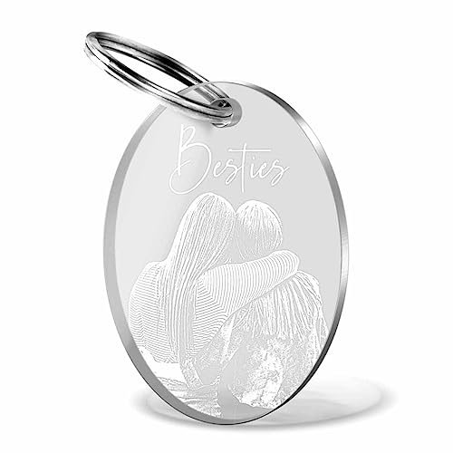 CHRISCK design Schlüsselanhänger in ovaler Form aus Acryl Glas mit Fotogravur & Motiven | Individuell gestaltbar mit Deinem Wunschtext | Tolles Geschenk für beste Freundin & Co