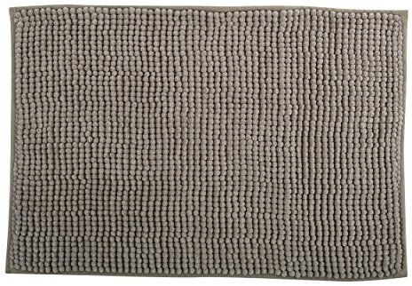 MSV Badteppich Badvorleger Duschvorleger Chenille Hochflor Badematte 50x80 cm – Taupe
