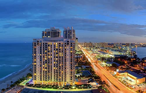 LHJOYSP Jungen 3D Puzzle 1000 Teile City Coast Miami Night City Atlantic Sunny Isles Beach, Florida 75x50cm