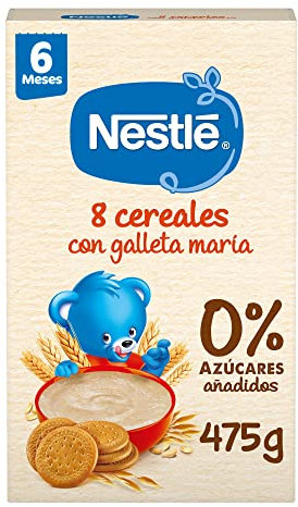 Nestlé Papilla 8 Cereales con Galleta, sin azúcares añadidos, a partir de los 6 meses, 475 g