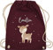 Turnbeutel Rucksack - Süßes Reh mit Namen personalisiert I - Unisize - Bordeauxrot - kita beutel kindergartenrucksack rehkitz name stoffbeutel turnsackerl kindergarten