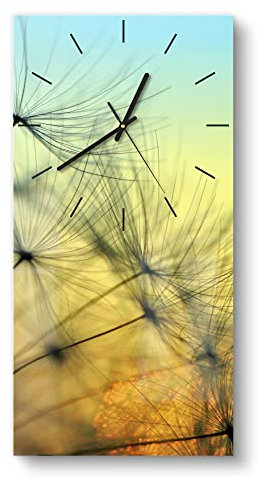 DEQORI Glasuhr | horizontal 30x60 cm | Motiv Schirmchen in Abendsonne | große XXL Design Uhr aus Glas | leise Wanduhr für Wohnzimmer & Küche | Moderne Hingucker Uhr für die Wand
