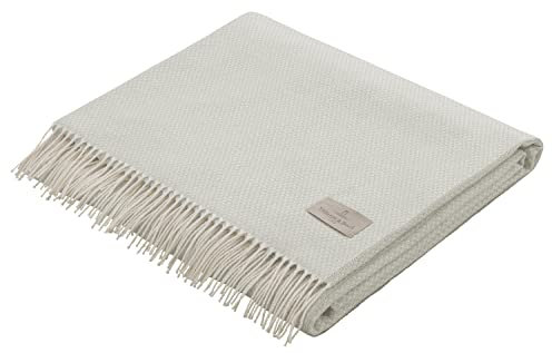 Villeroy & Boch® Fransenplaid Narama Sage Green I leichte Wohndecke aus Baumwollmischgewebe | hellgrünes Plaid in 140x190cm I Öko-Tex I Fransendecke mit dezentem Strukturmuster