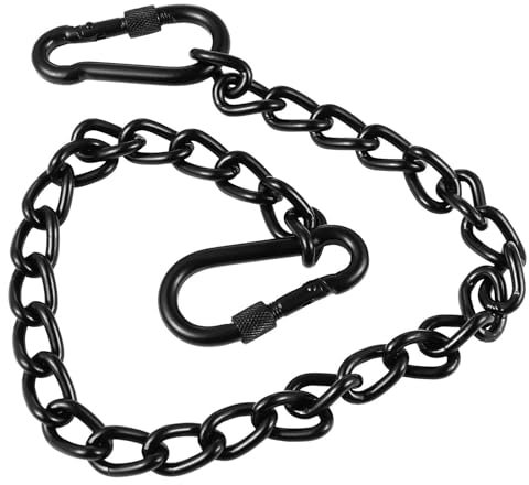 Kette mit Karabinern, Edelstahl-Schaukelkette, Robuste Schaukel Schwarzer Robuste Kette,Hängematten-Ketten-Hängeset, Edelstahl, tragbare Kette für Gartenhängestühle