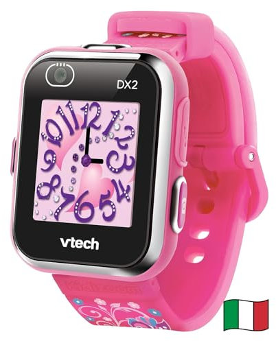VTech Kidizoom Smartwatch DX2 Rosa, Orologio Interattivo per Bambini con Doppia Fotocamera, Schermo Touch a Colori, Smartwatch con Sensore Movimento, Resistente agli Urti, Lingua Italiana, 5-13 Anni