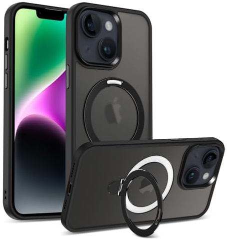 CoolGadget Magnetische Handyhülle für iPhone 13/14 für MagSafe Dünn Schwarz | Magnetisches Slim Case, kabelloses Laden, Soft Grip Oberfläche, kratzfest, federleicht