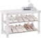 APICIZON Schuhbank, Schuhregal aus Bambus, 70 x 28 x 45 cm, Schuhschrank mit Sitzbank für Flur, Wohnzimmer, Bad, Diele, Weiss, 3 Ablagen
