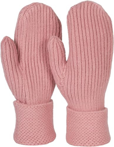styleBREAKER Guanti invernali da donna in maglia Unicolor con polsino a fantasia, guanti caldi, guanti in maglia 09010046, colore:Rosa antico vecchio