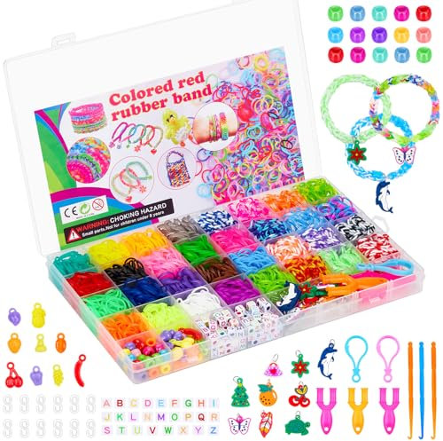 Lanvixo 2700 Pezzi+ Kit Elastici per Braccialetti, 30 Colori Elastico per Braccialetti Bambina con Ganci Telaio in 40 Scatole, Set Braccialetti fai da te Regali per Bambini 6-12 Anni