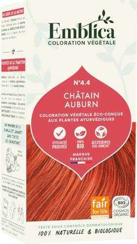 Emblica | Bio Pflanzenhaarfarbe | No 4.4 Warmes Kastanienbraun | Ohne Konservierungsstoffe | Reich an Amla | 100 g