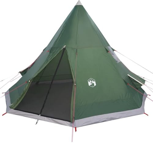 vidaXL Tenda da Campeggio Tipi per 4 Persone Verde Impermeabile