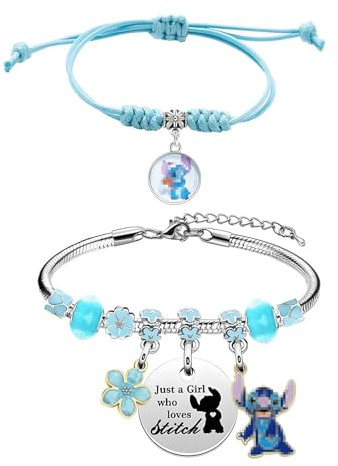 ZORTORZ Cartoon Schmuck Set,Glitzerndes Bettelarmband,Cartoon Bettelarmband,kawaii Schmuck Mädchen,Verstellbares Bettelarmband,Silber Verstellbare Armbänder,Cartoon Geschenk für Mädchen Kinder