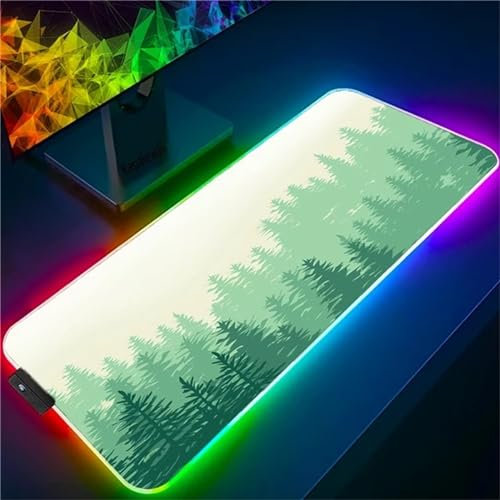 RGB Tapis de Souris Gaming Grand Tapis de Souris XXL 900x400x4mm 14 Modes d'éclairage LED Lumineuse Tapis de Souris Mouse Pad Rétroéclairage pour Gamer Clavier PC, Forêt Brumeuse