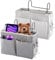 Lotvic 2 Pack Bedside Pocket, Bedside Hanging Storage Bag, Dormitory Bed Pocket Organiser, Hanging Storage Baskets, Bedside Storage Caddy with Hooks for Home Office School Dorm Bunk Bed (Grey+White)