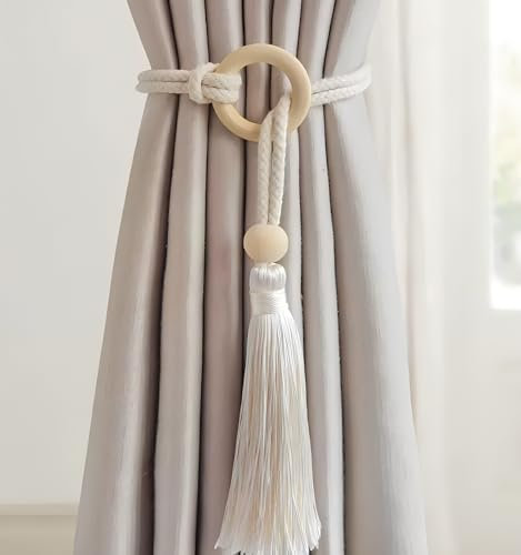 Sinxioer Raffhalter für Vorhänge weiße gardinenhalter Raffhalter Binder Schnallen Moderne Gardinenclips Schlafzimmer 2 Stück (Raffhalter für gardinen Holz)