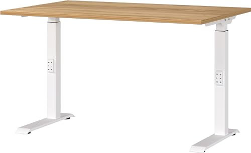 Germania Schreibtisch 7910-242, in Navarra-Eiche-Nb./Weiß, me. höheneinst., 120 x 91 x 80 cm (BxHxT)