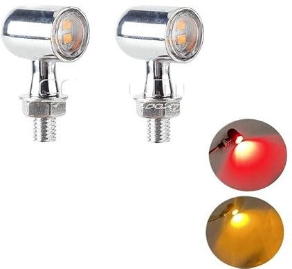 Blinker Motorrad 1 Mini Bullet Blinker Blinker Kontrollleuchte Integriertes LED-Heckbrems-Tagfahrlicht for Harley Cafe Racer Motorrad Blinker(Color:1488 Chrome Clear)
