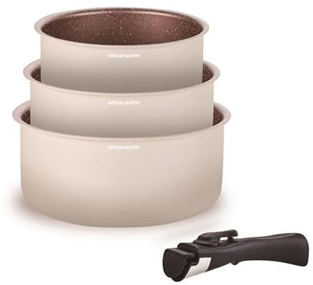 Batterie de cuisine - Tous feux dont induction - ARTHUR MARTIN - AM2655 - Set de 3 casseroles -16-18-20 cm + 1 poignée amovible