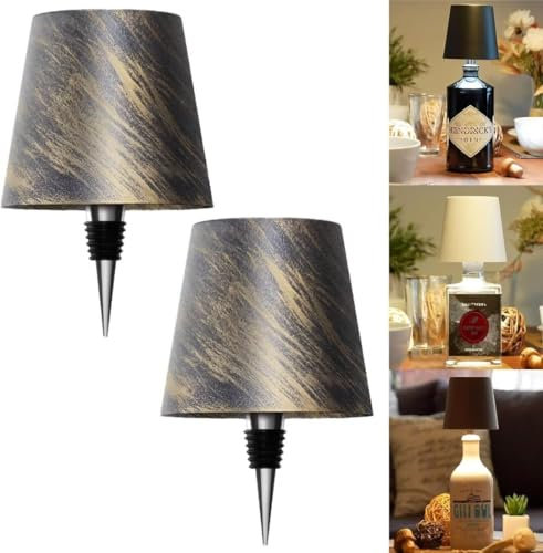 ARRITS Pridola Wireless Bottle Lamp, 3/RGB Color Stepless Dimming Rechargeable Wine Bottle Lights, Rechargeable Touch Lamp, Bar Lamp LED Wine Bottle Lamp for Dining Room/Bedroom/Bar (Bronze)