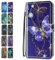 KM-Panda Flip Case for iPhone 7 Plus, Big Blue Butterfly Pattern, PU Leather & TPU, Kickstand & Card Slot