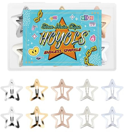 Hoyols Juego de pinzas para el pelo de estrella de colores mixtos, pequeños pasadores de metal para mujer, lindos accesorios de peinado de pelo Kawaii Y2K de los años 2000, 1.2 pulgadas, 55 piezas