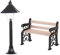 Miniature Lantern Bench,2 Stücke Miniatur Straßenlaterne 1: 12 Bank,Möbel Deko Mini Ornament,Miniatur Park Bank Straße Laterne Post,Miniatur Wichtel Zubehör Garten Miniatur Deko
