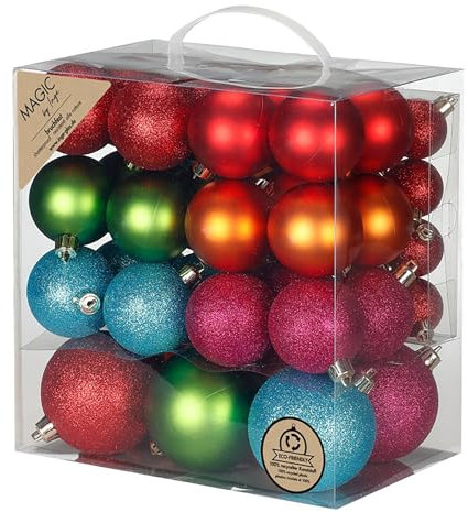 Inge-glas Weihnachtskugeln Kunststoff 4-8cm Mix 54er Set - bruchsichere Christbaumkugeln Weihnachtsbaumkugeln für Weihnachten - Christbaumschmuck & Weihnachtsbaumschmuck - Mille Fiori