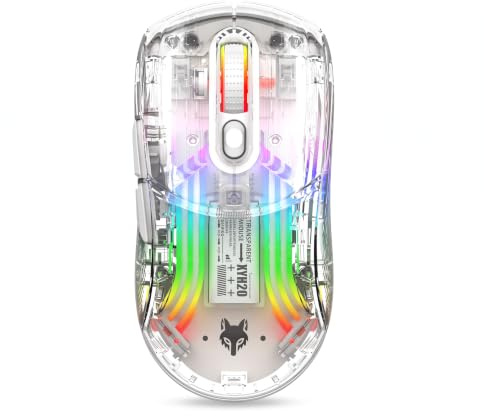 SENECESLI RGB Gaming Maus, 2,4 G Wireless, Bluetooth, USB, 3 Modus Computermaus mit Transparentem Gehäuse, 800 Bis 2400 DPI, 5 Geschwindigkeiten Einstellbar, Stummschalttasten, 500 MAh