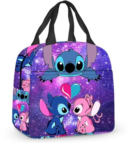 FYDZBSL Stitch Borse Termiche Porta Pranzo, Borsa Termica Porta Pranzo per Bambino Bambini Borsa Pranzo Portatile Cute Isolato Lunch Bag Riutilizzabili Lunch Cooler Bags Borsa Porta Pranzo