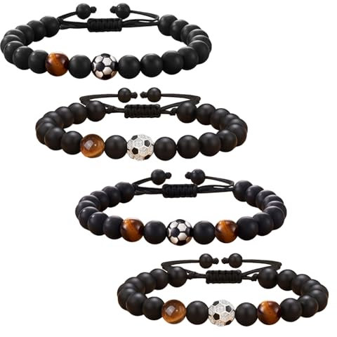 Fußball-Armbänder für Jungen, verstellbares Perlenarmband für Fußballspieler, ideales Sportgeschenk für Enkel und Sohn