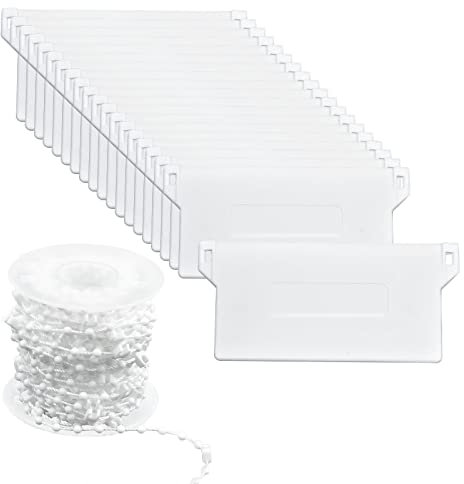 20 Pcs Lamellen Gewichte Vertikaljalousie 89mm 127mm, 10m Weiß Kette Rollokette, Lamellenvorhang Beschwerungsplatten Ersatzteil, Jalousien Reparatur Set für Home Büro Vorhang Fenster Zubehör