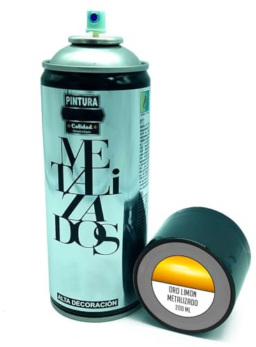 AC - Bote de Pintura en Spray - Fabricado en España - Ideal para cualquier superficie, Madera, Metal, Cartón, Piedra o Cerámica - Capacidad de 200 ML - Color Oro Limón Metalizado