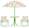 AIYAPLAY Conjunto de Mesa y Sillas Infantil de Jardín de 4 Piezas Mesa Infantil con Sillas Plegables Sombrilla Ajustable Diseño de Zorro para Patio Pícnic Verde