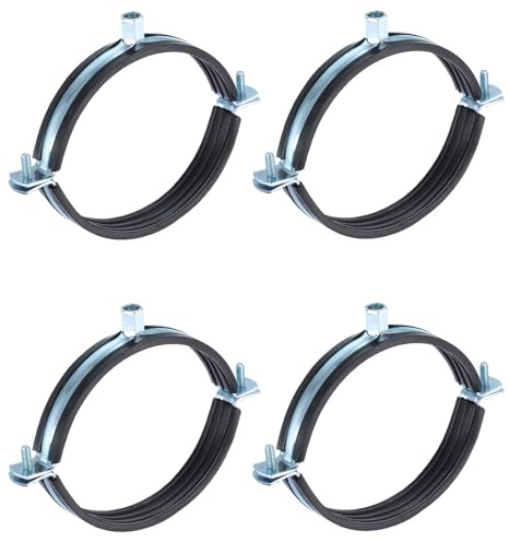 QUARKZMAN 4 Stück Split Ring Rohrschelle 125mm/4,93 Zoll Rohrbandstütze | Rohrhalterung Klammer, verstellbare, Wand Decke Montage, für Abflussrohrleitung Rohr