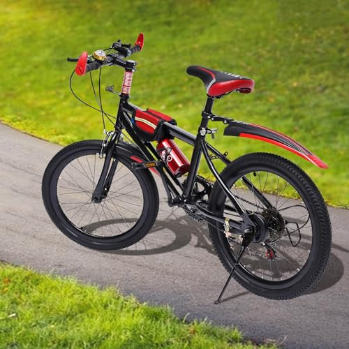 Gqouur Bicicletta per bambini da 20 pollici, mountain bike a 7 marce, con supporto per tazza d'acqua e campana bussola, mountain bike, bici da trekking fino a 85 kg, adatta per 8-12 anni