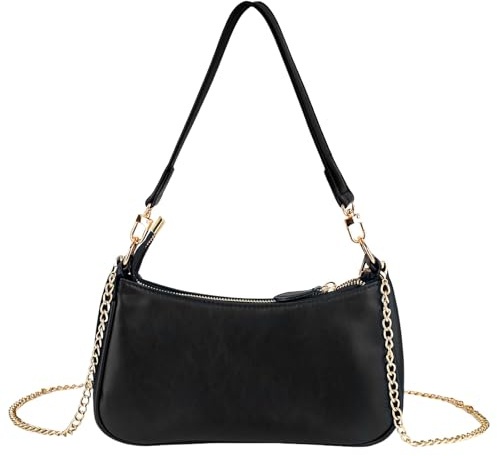 SSKHE Sac à main avec chaîne, sac à bandoulière en cuir synthétique pour femme, petit sac à bandoulière avec fermeture éclair