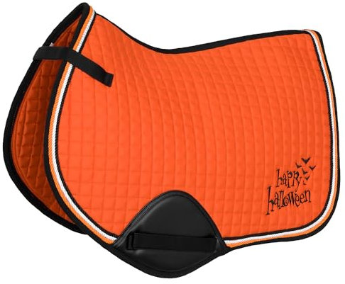 Start, sottosella a cavallo per Halloween, coperta divertente con motivo a zucca, per autunno e equitazione, comoda, stabile e accattivante (FlyingBats, versatilità)